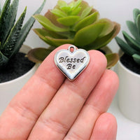 4, 20 or 50 Pieces: Silver Blessed Be Heart Wiccan Charms