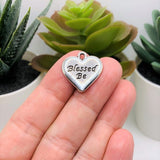 4, 20 or 50 Pieces: Silver Blessed Be Heart Wiccan Charms