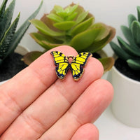 Yellow and Black Enamel Butterfly Charms, 18x15mm