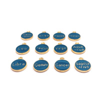 Aqua Blue Enamel and Gold Zodiac/Astrology Charms, 15x12mm