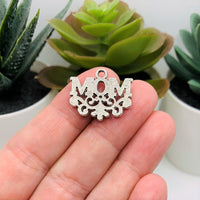 4, 20 or 50 Pieces: Silver Filigree Mom Charms