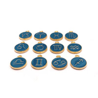 Aqua Blue Enamel and Gold Zodiac/Astrology Charms, 15x12mm