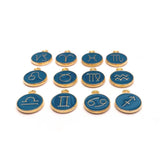 Aqua Blue Enamel and Gold Zodiac/Astrology Charms, 15x12mm
