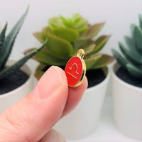 12 or 60 Pieces: Red Enamel and Gold Zodiac/Astrology Charms, Double Sided