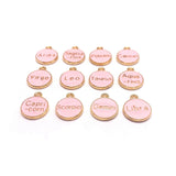 12 or 60 Pieces: Light Pink Enamel and Gold Zodiac/Astrology Charms, Double Sided