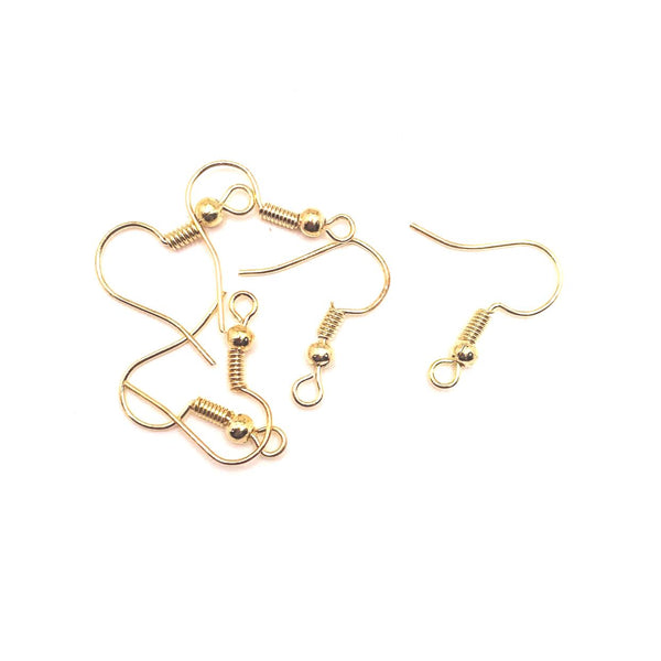 100 or 500 Pieces: Gold Plated Fish Hook Earring Wires with Spring and –  Guerrilla Charm